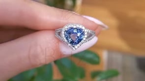 Blue Heart Diamond Ring - Halo | Briza Jewel