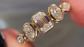 Emerald Cut Bezel Engagement Ring - 18K Yellow Gold Diamond | Briza Jewel