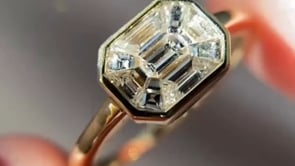 Engagement Ring With Bezel Setting - 14K Gold Emerald Cut Diamond | Briza Jewel