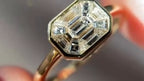 Engagement Ring With Bezel Setting - 14K Gold Emerald Cut Diamond | Briza Jewel