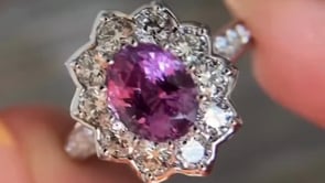 Pink Sapphire Band - Diamond Halo Ring | Briza Jewel