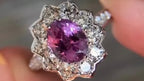 Pink Sapphire Band - Diamond Halo Ring | Briza Jewel