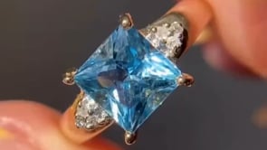 Princess Cut Blue Diamond Ring - Gold Diamonds | Briza Jewel