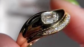 Yellow Gold Emerald Cut Engagement Ring - Lab Grown Diamond Pave | Briza Jewel