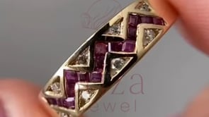 Wedding Band Chevron - Lab Grown Gold Diamond Vintage Ring | Briza Jewel