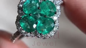 Cluster Emerald Ring - Lab Grown Diamond Halo | Briza Jewel