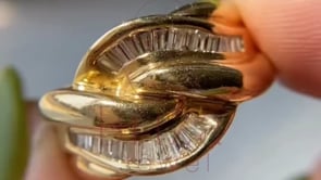 Vintage Gold Dome Ring - Lab Grown Baguette Diamond