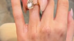 6 Carat Pear Shaped Diamond Ring - Lab Grown 18K Yellow Gold Solitaire