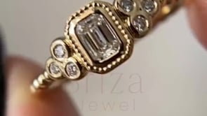 Vintage Emerald Cut Diamond Ring • 14K Gold Art Deco Bridal Ring