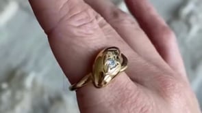 Yellow Gold Snake Ring - Modern Diamond Serpent Ring