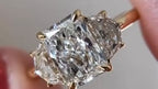 3 stone radiant cut engagement ring - Yellow Gold