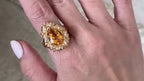 Pear Cut Citrine Ring - Yellow Gold Diamond Vintage