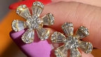 Diamond Flower Earrings - Gold