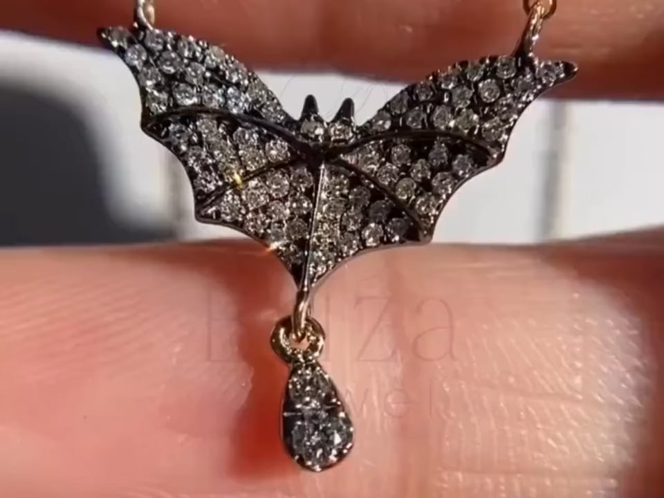 Diamond Bat Pendant - Necklace