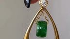 Green Jade and Diamond Pendant - Gold Vintage Necklace