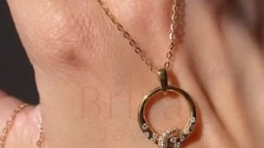 Gold Circle Pendant - Diamond Minimalist Necklace