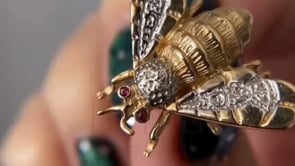 Bee Brooch Pin - Gold Diamond Vintage