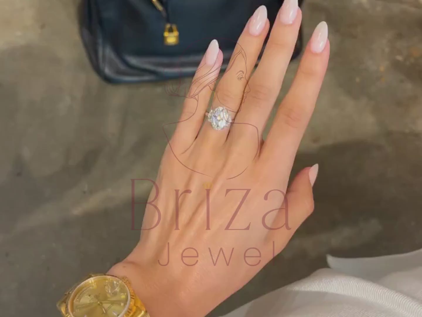 Halo Engagement Ring Oval - Moissanite