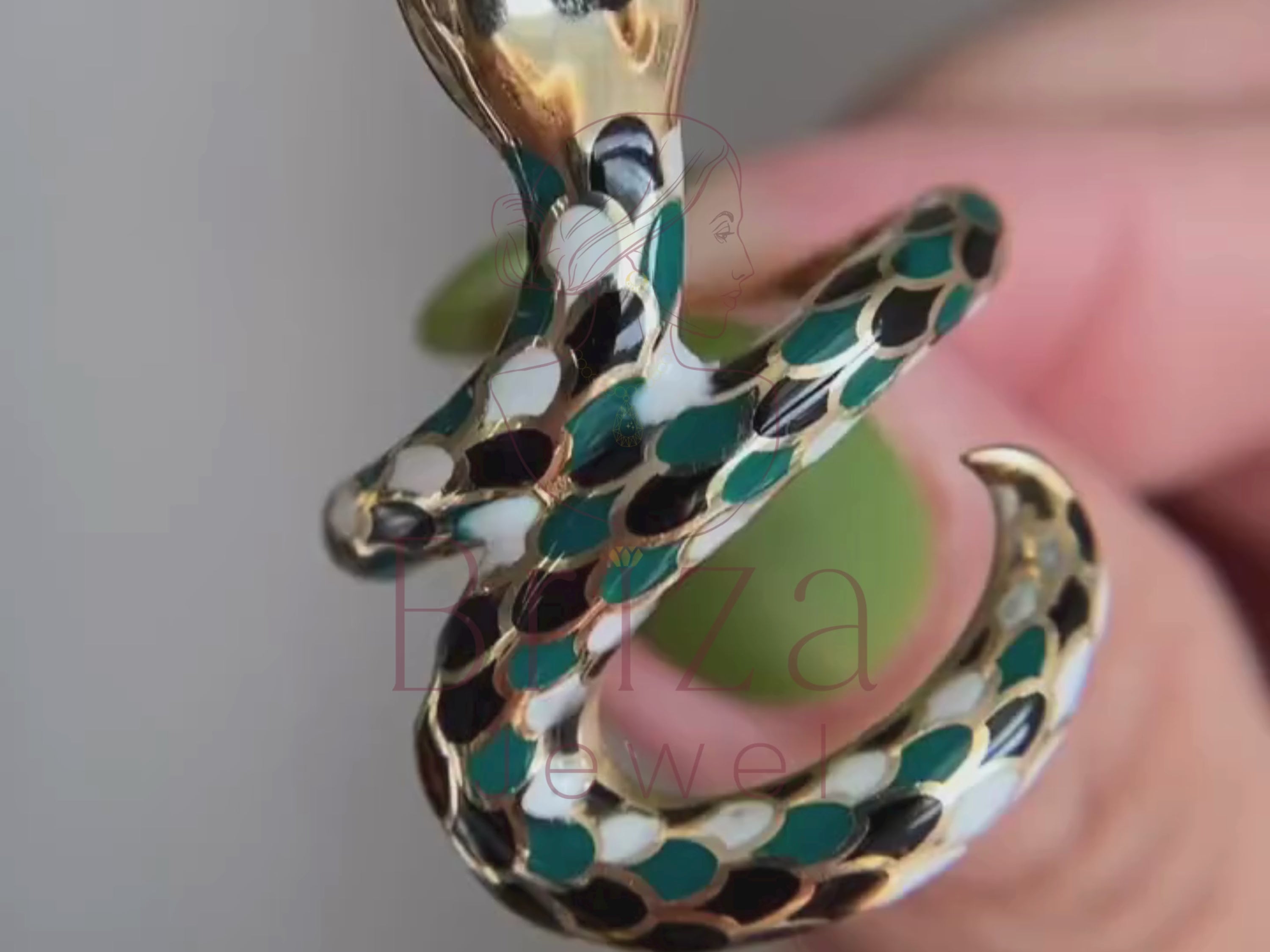 Ring Snake Gold with Enamel Serpent Adjustable Design