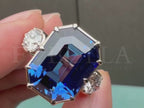 Diamond Cocktail Ring | Emerald Cut Blue Sapphire Luxury