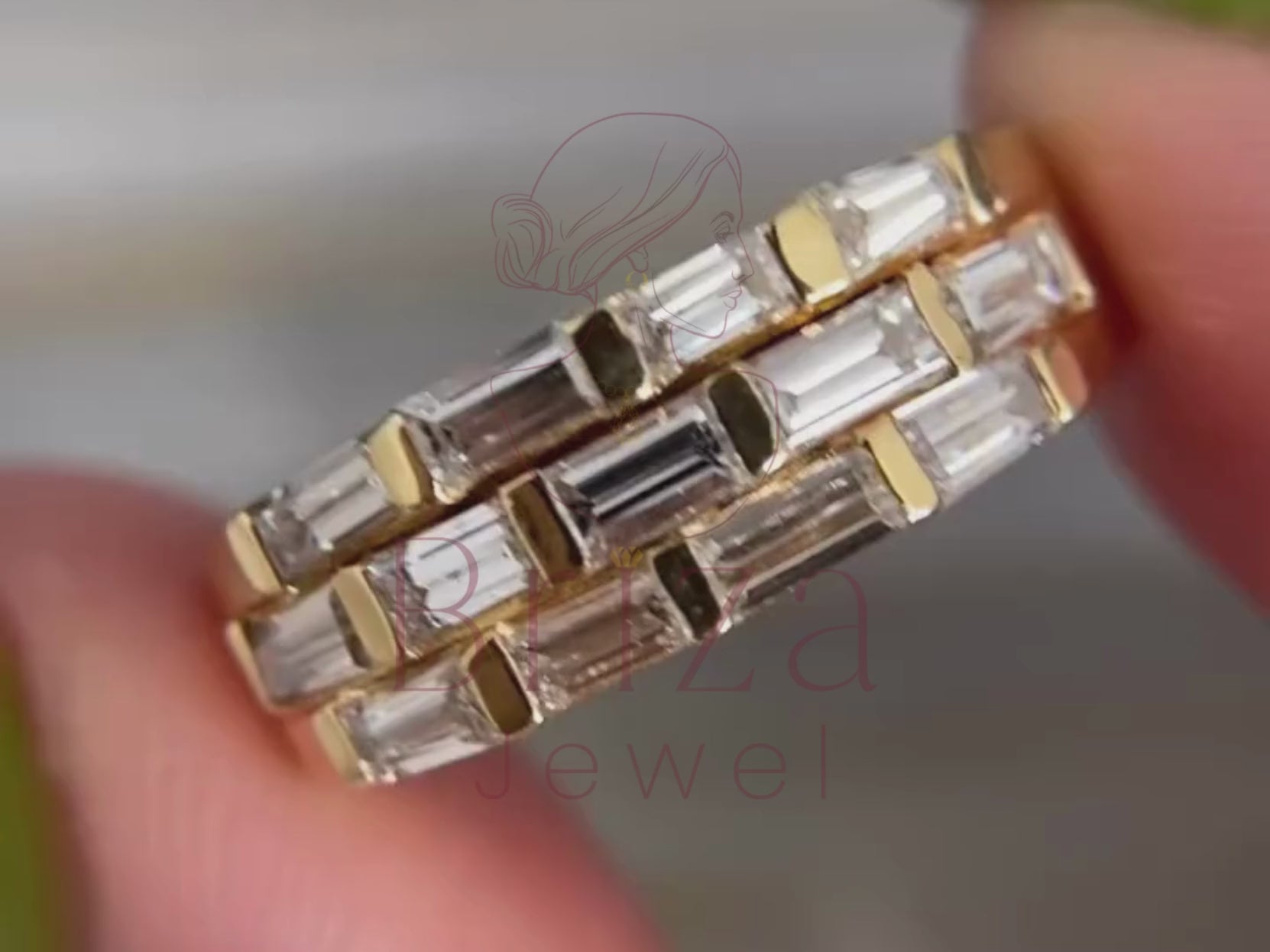 Baguette Wedding Band Yellow Gold | Modern Geometric Ring