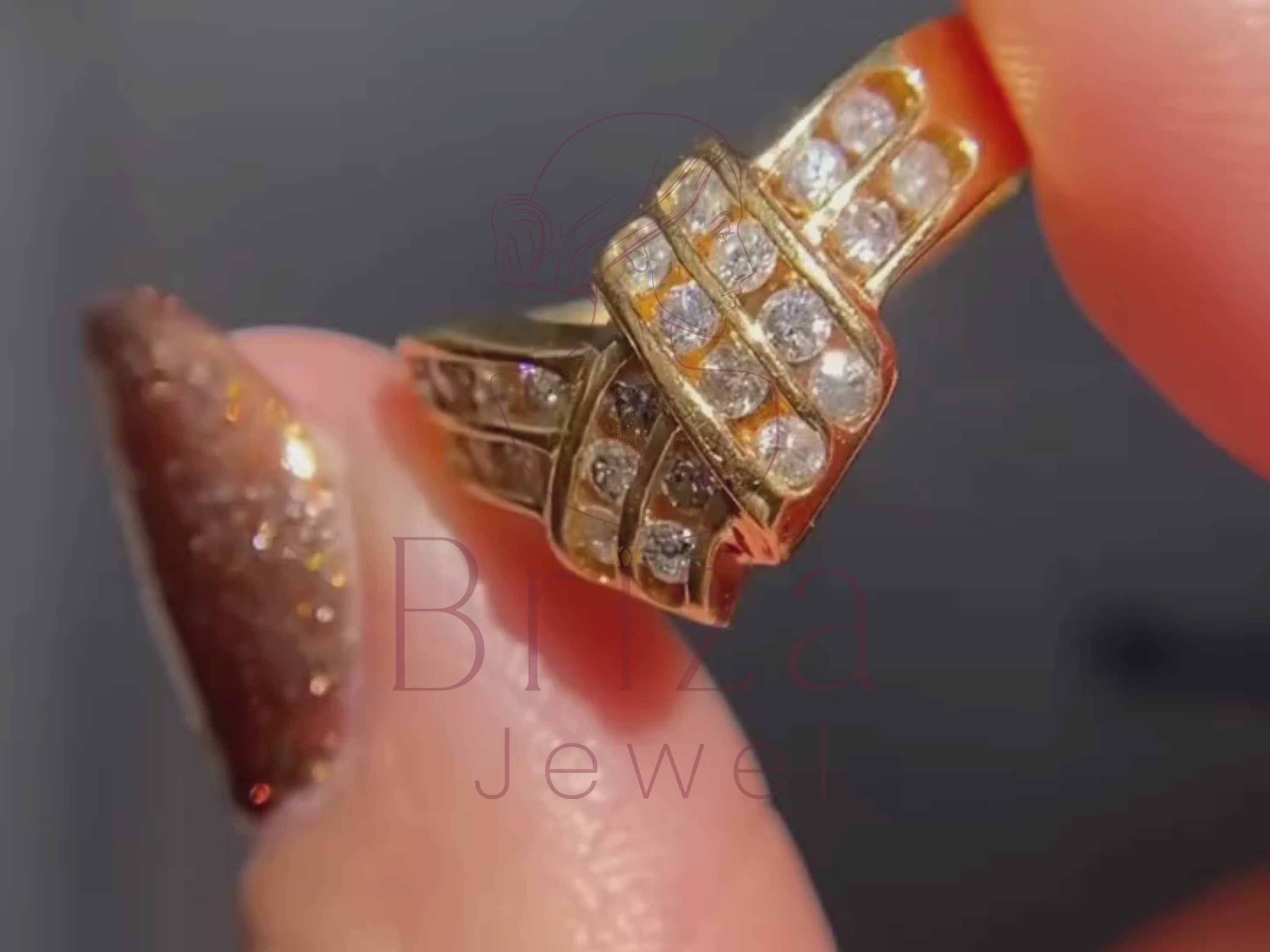 vintage moissanite ring close-up showing knot-inspired setting