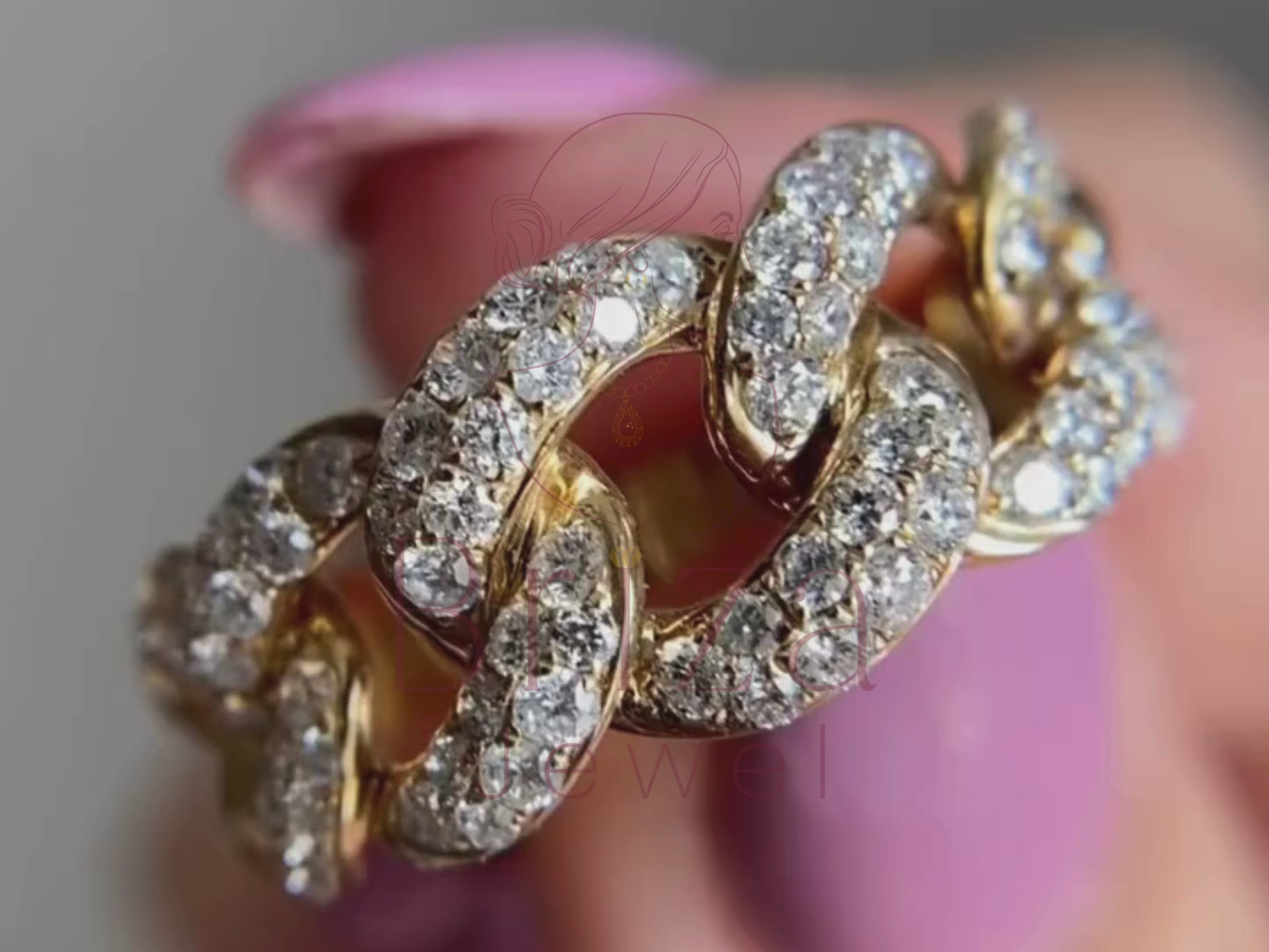 Cuban Ring | Yellow Gold Diamond Cuban Link Band