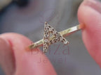 letter ring close-up showing moissanite initial detail