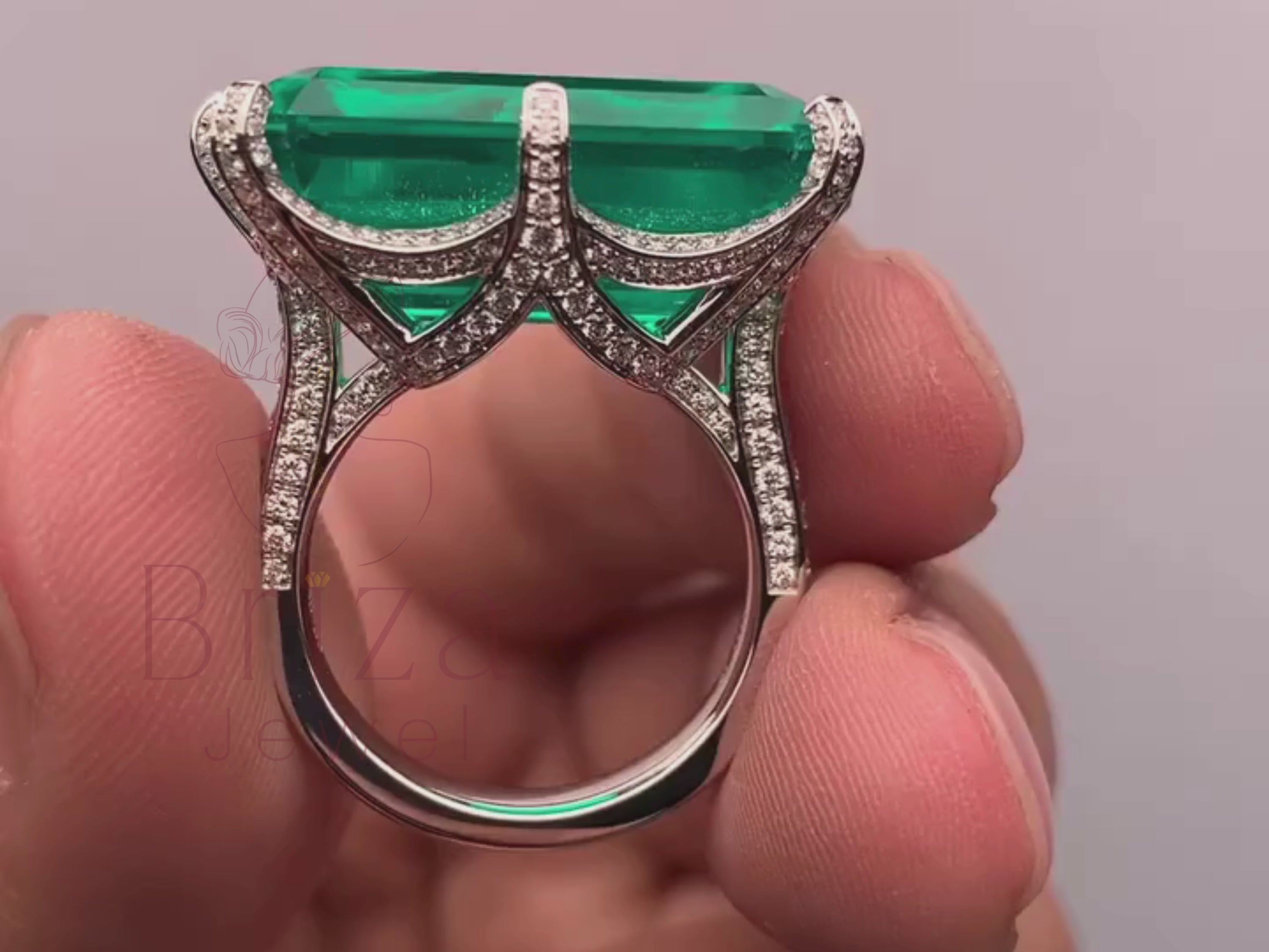 Emerald-Cut Green Gemstone Ring with Vintage-Inspired Design