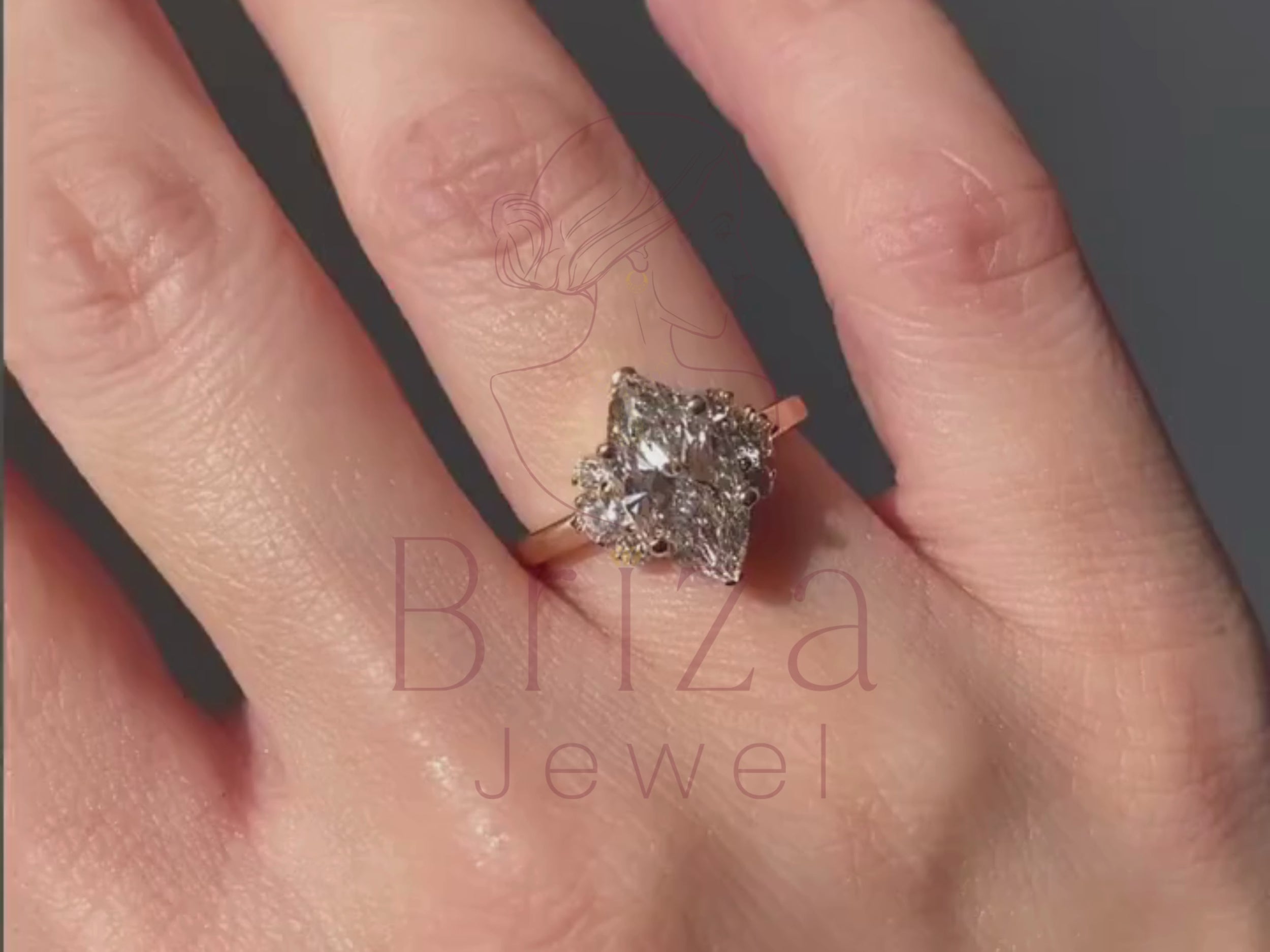 floral diamond ring close-up showing cluster setting detail