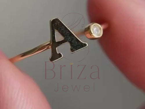 Personalized Letter Diamond Ring for Women in Elegant Design