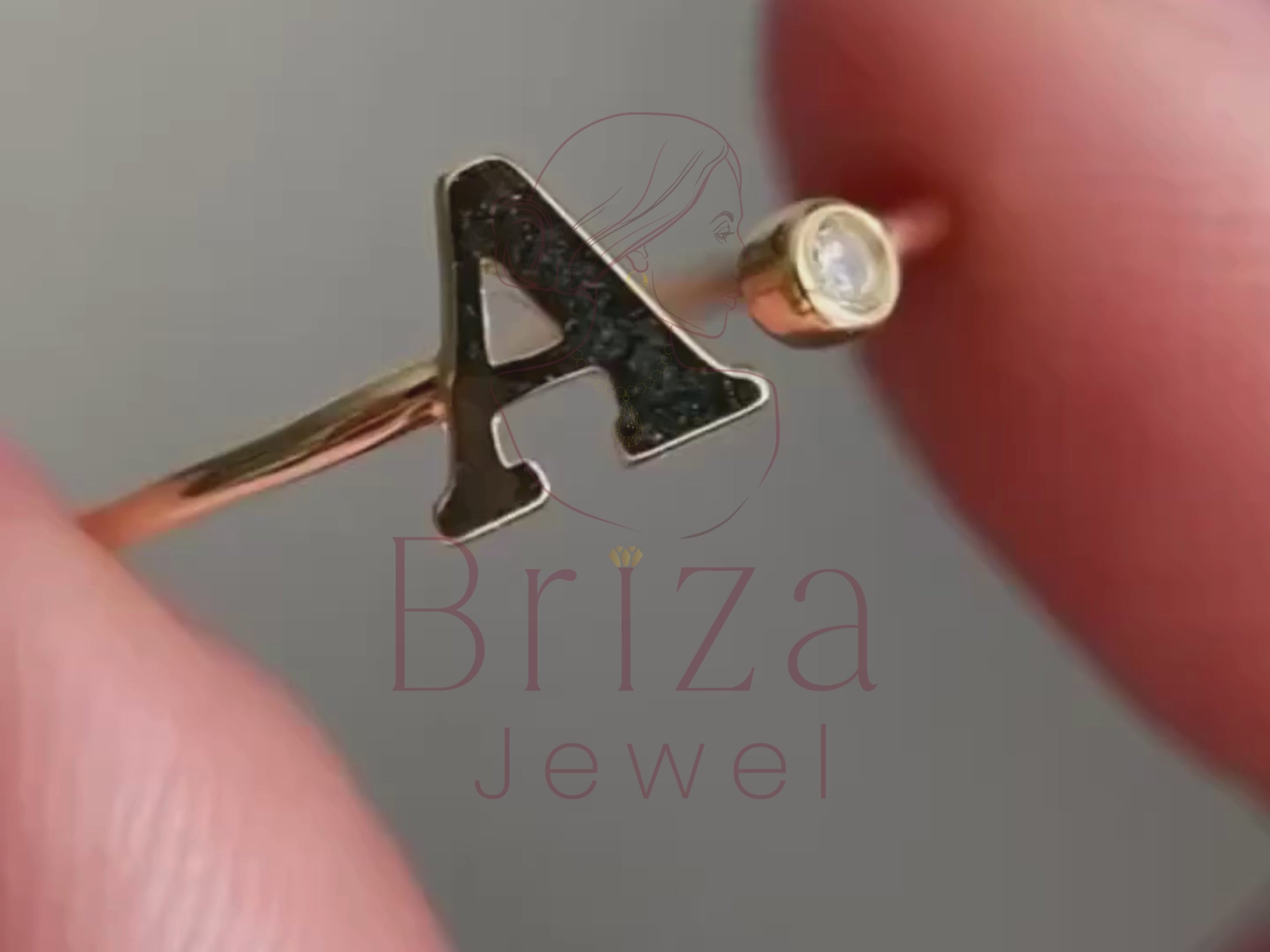 Personalized Letter Diamond Ring for Women in Elegant Design