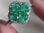 Cluster Emerald Ring | Diamond Halo Engagement Style