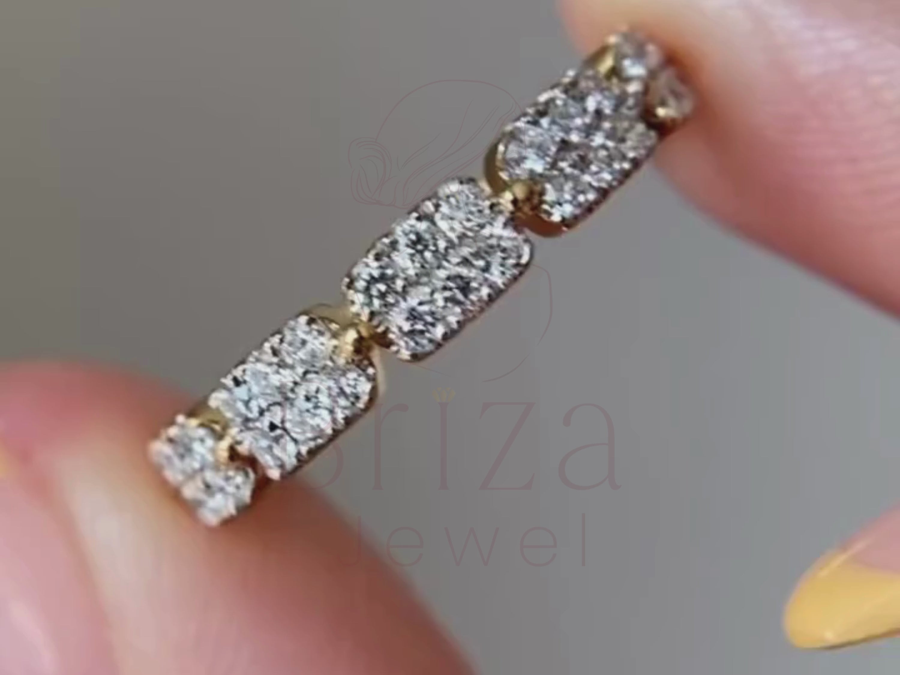 Cluster Wedding Band in Gold with Lab Grown Diamonds