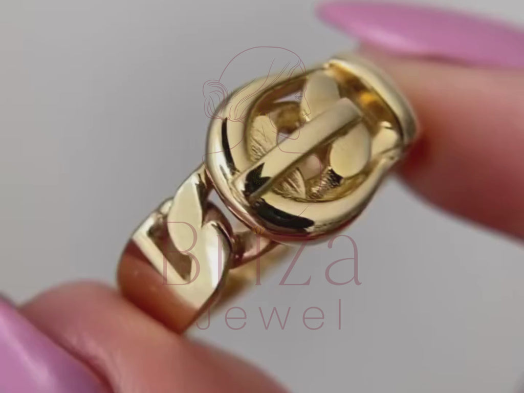 cuban link wedding band close-up showing bold link and buckle detail