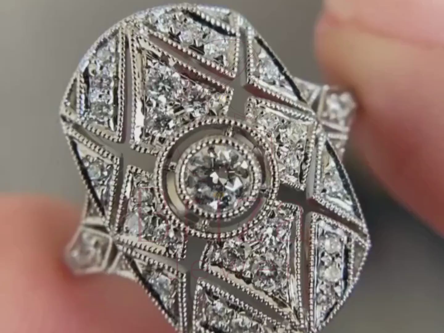 Art Deco Shield Ring - Diamond Vintage