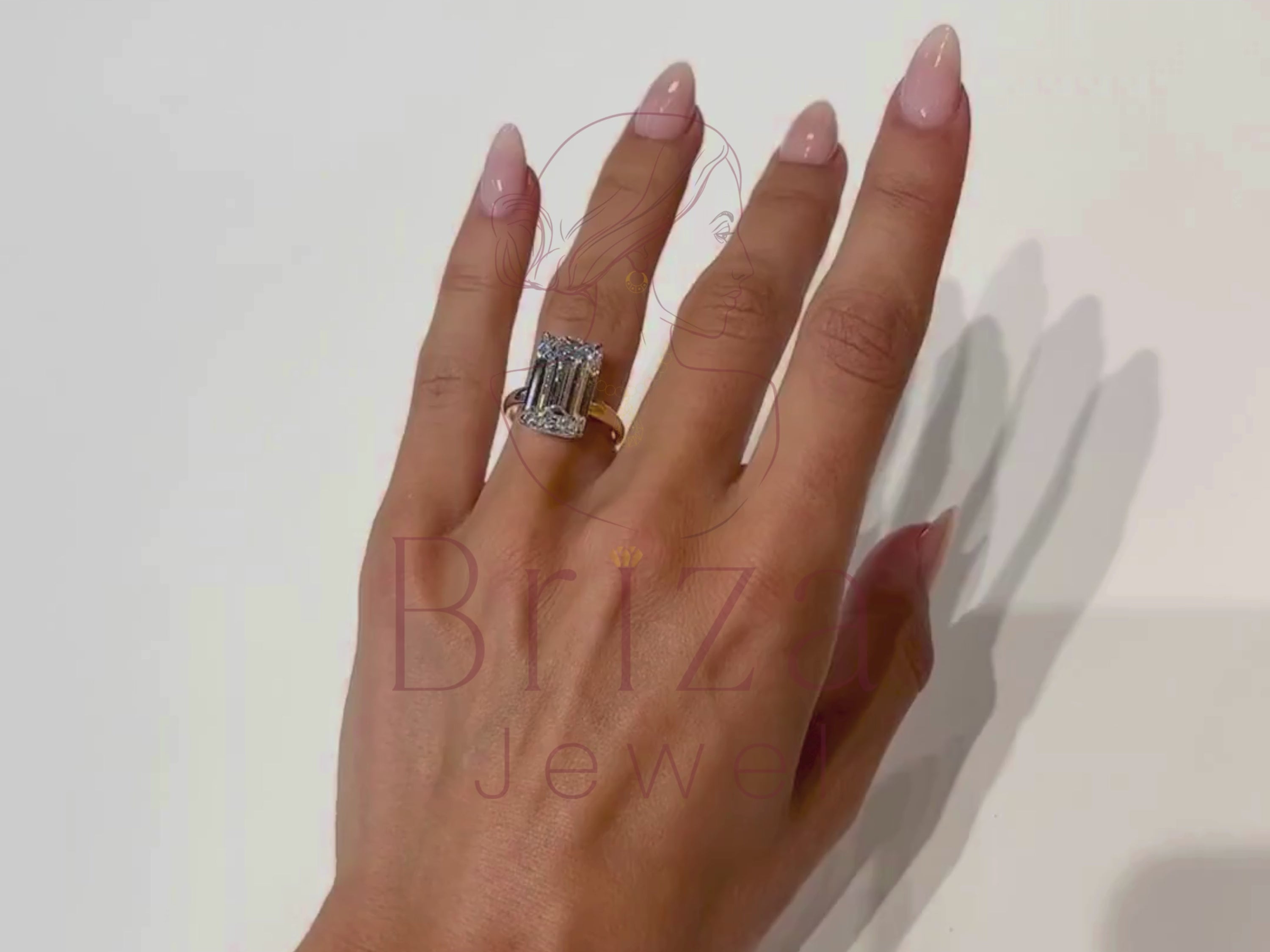 Emerald Cut Ring with 10 CT Lab Grown Diamond Luxury