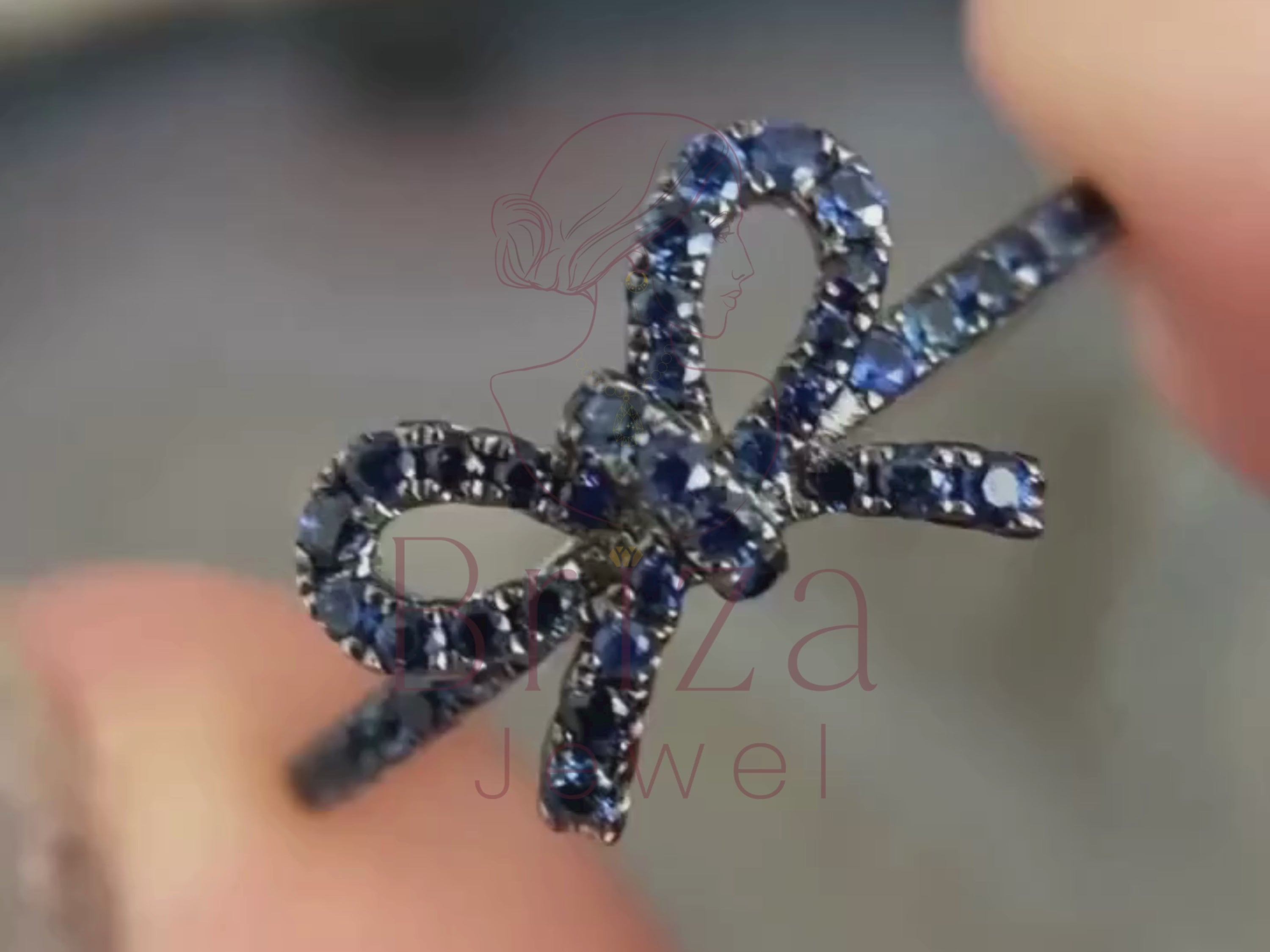 pandora bow ring close-up showing moissanite bow detail