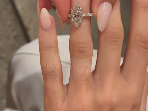 3 Carat Marquise Diamond Ring - Lab Grown White Gold Three Stone