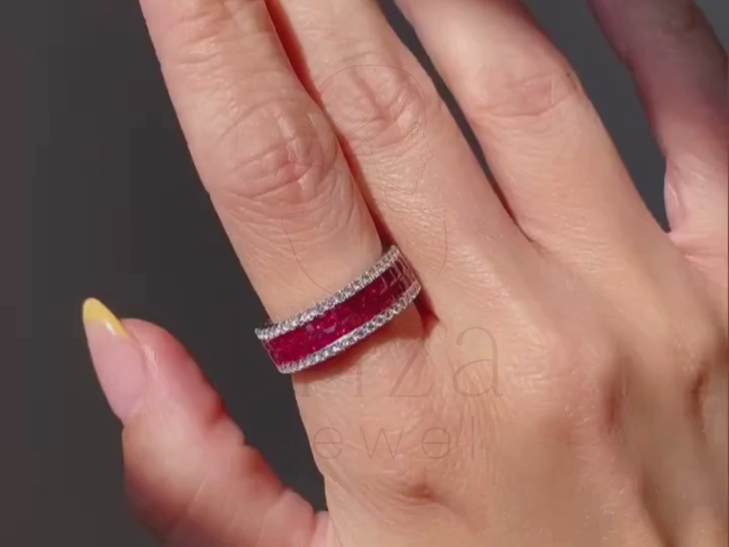 Ruby Wedding Band - Diamond Ring