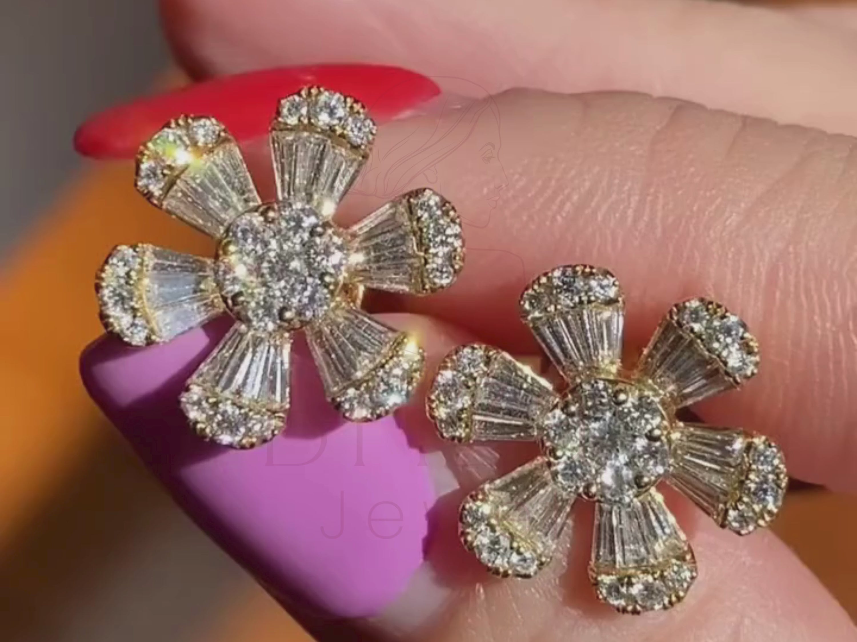 Diamond Flower Earrings