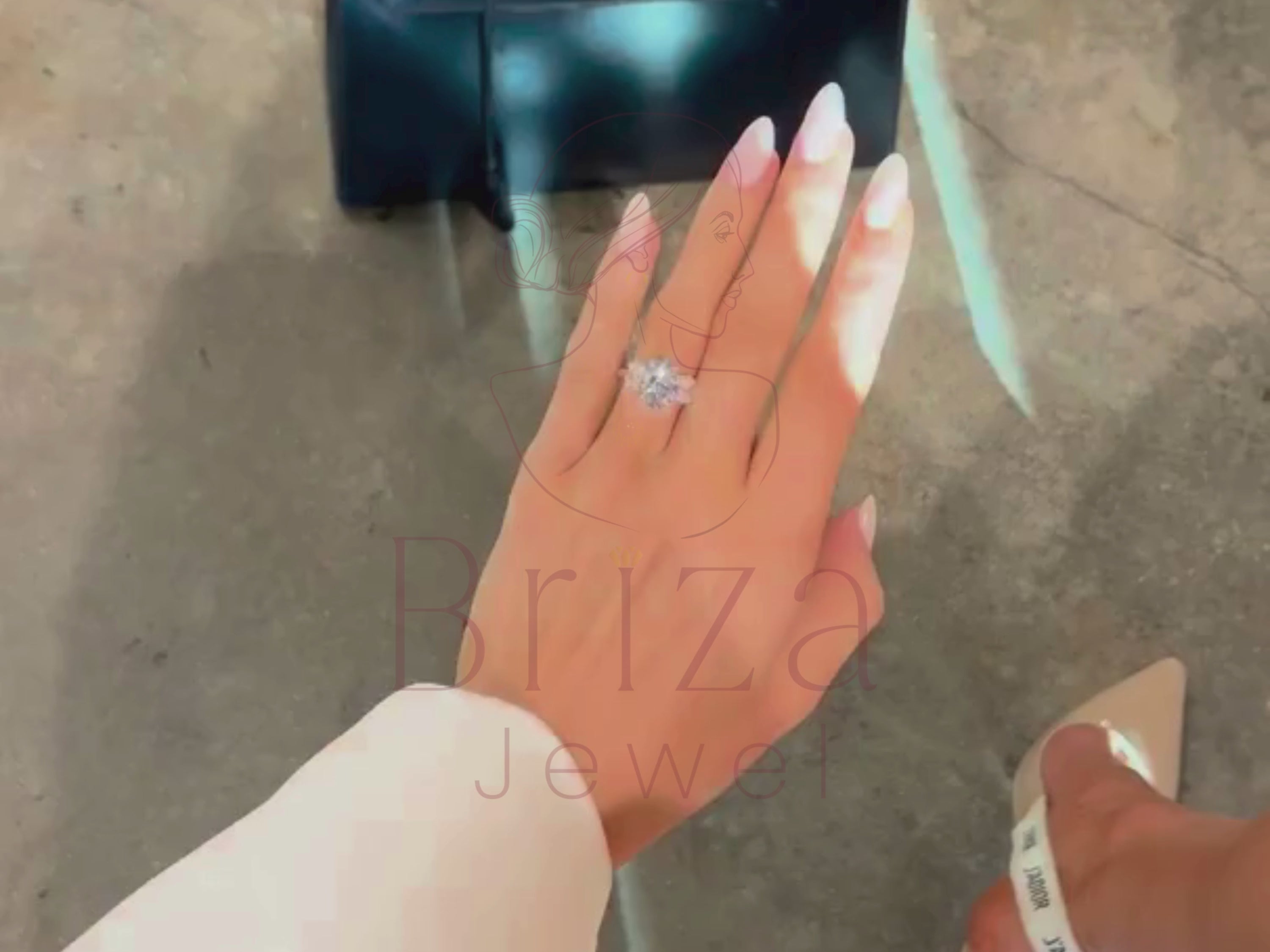 3 Stone Oval Engagement Ring | White Gold Diamond Bridal Ring