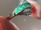 Cocktail Diamond Ring | White Gold Vintage Emerald Ring
