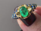Vintage Emerald Ring with Classic Gold Enamel Birthstone