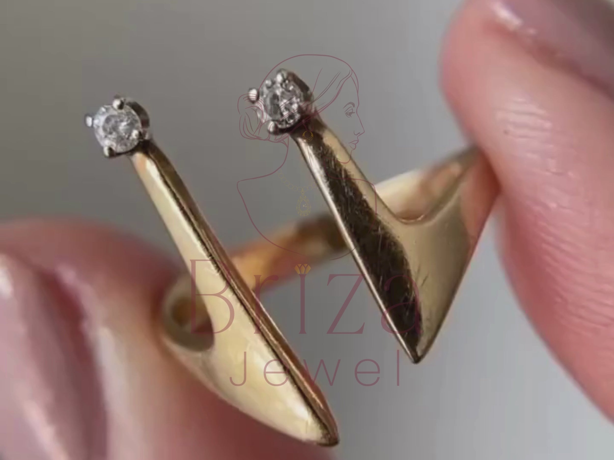 crown ring with minimalist open moissanite design