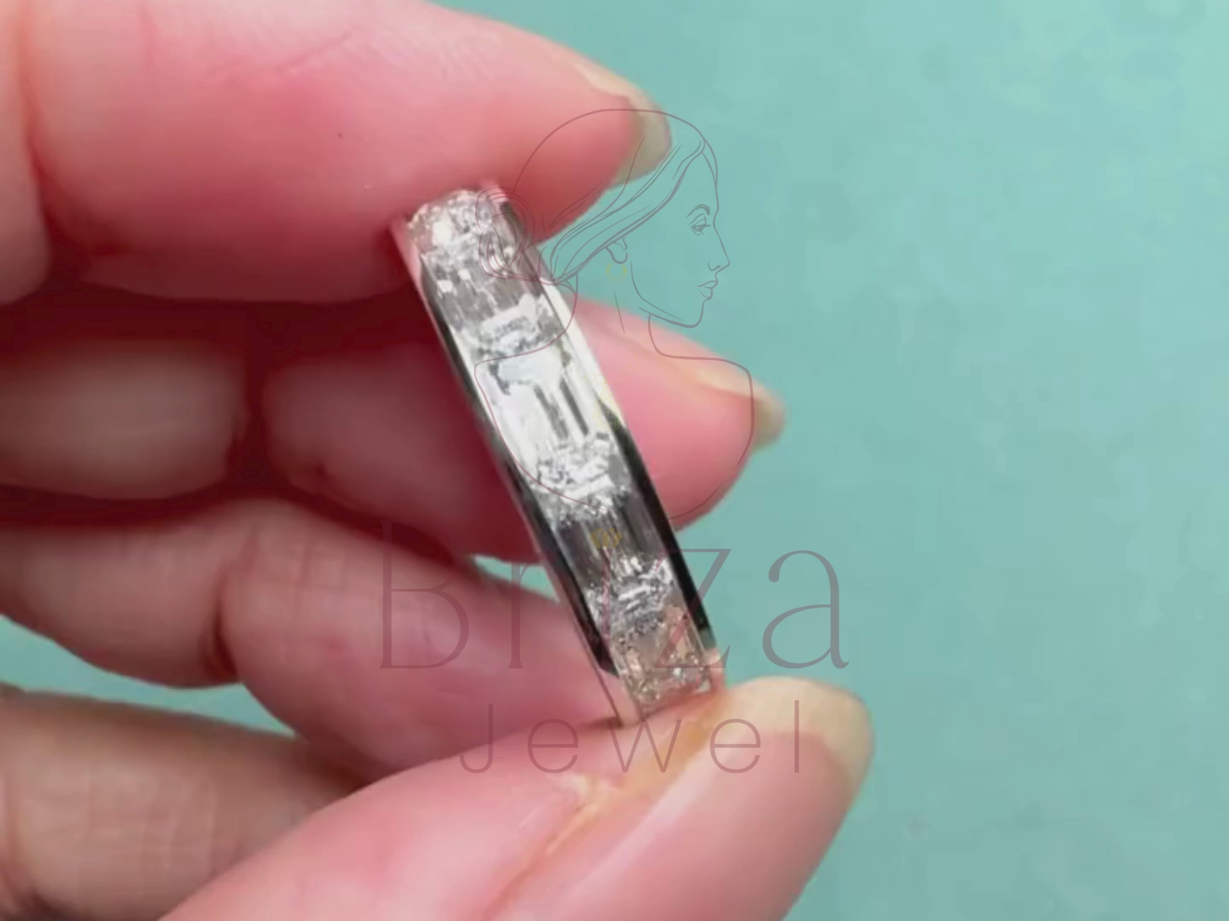 baguette moissanite band in stackable eternity style