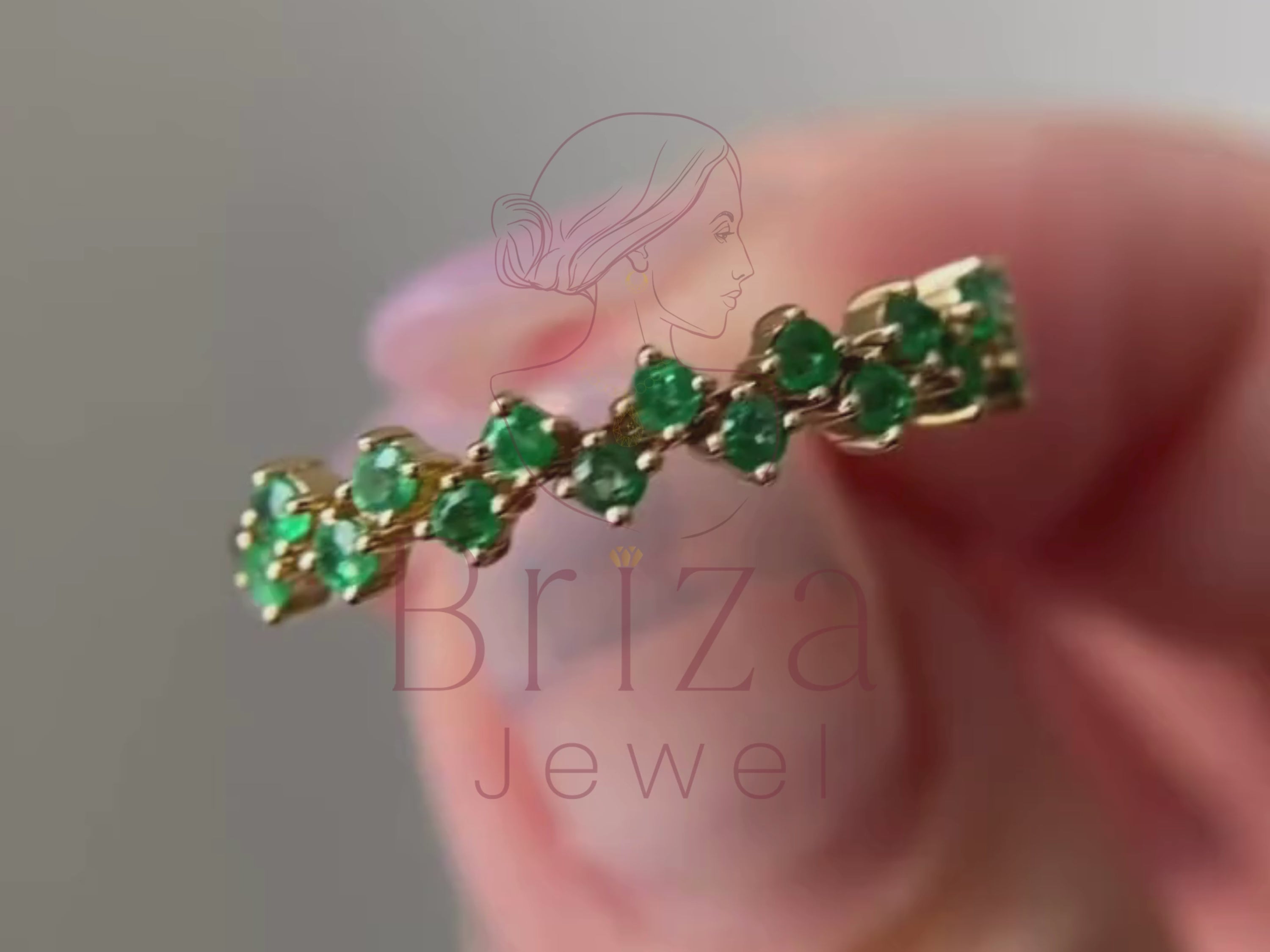 Emerald Cluster Ring | Gold May Birthstone Dainty Stacking Band